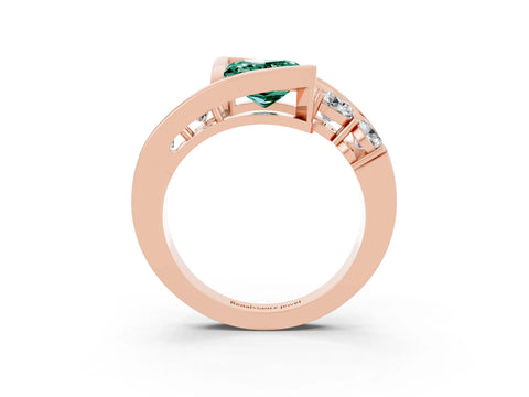 Rose gold Bezel Set Princess Cut Diamond Split Shank Ring_3