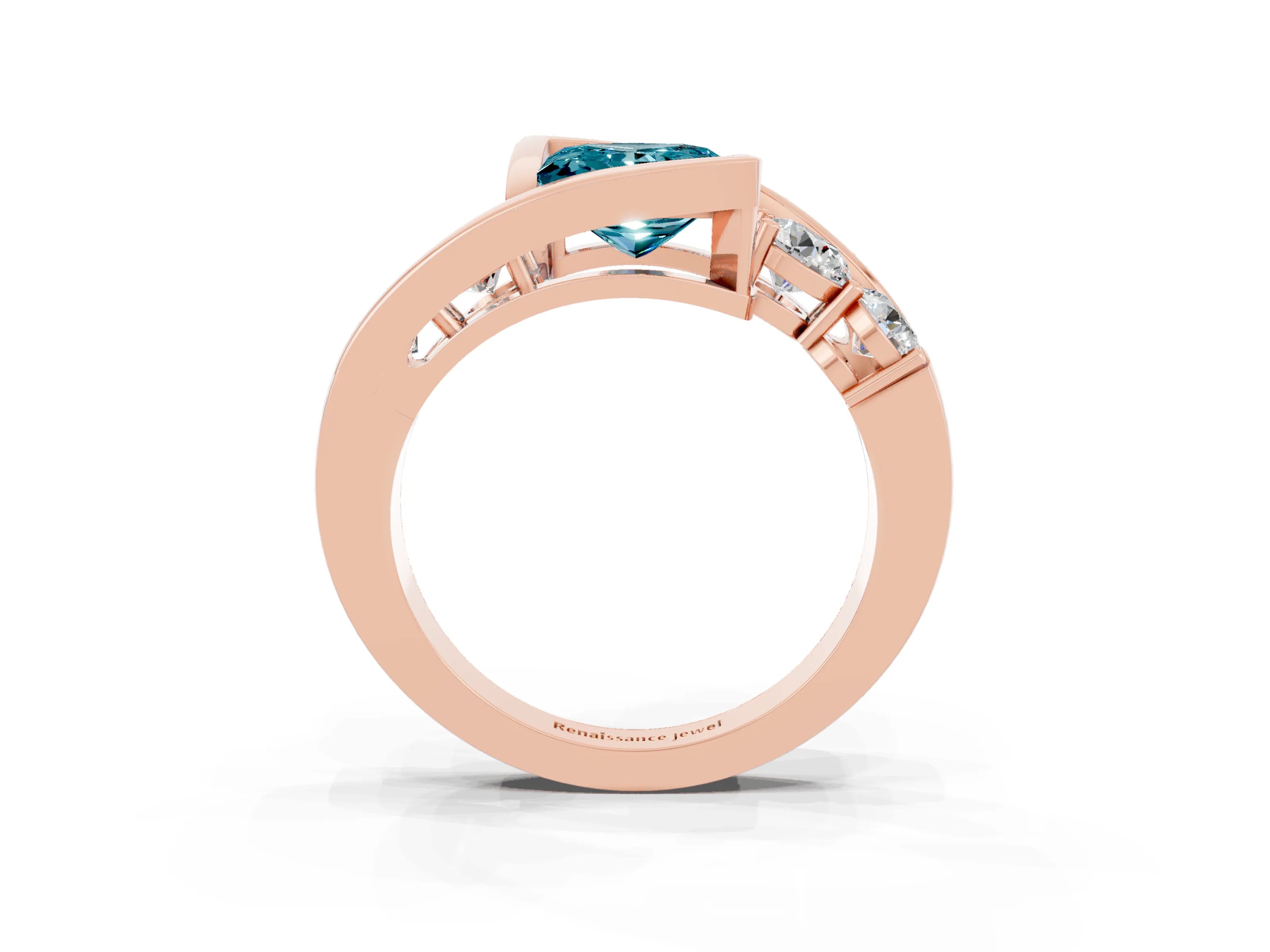 Rose gold Bezel Set Princess Cut Diamond Split Shank Ring_3
