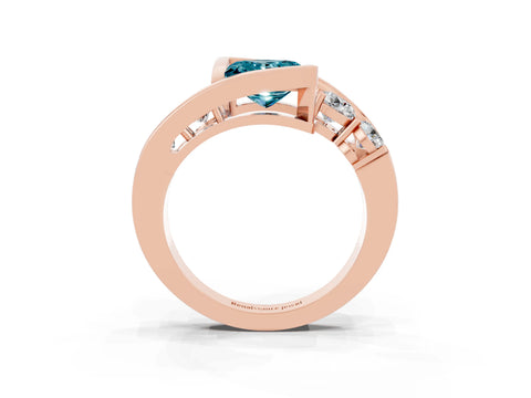 Rose gold Bezel Set Princess Cut Diamond Split Shank Ring_3