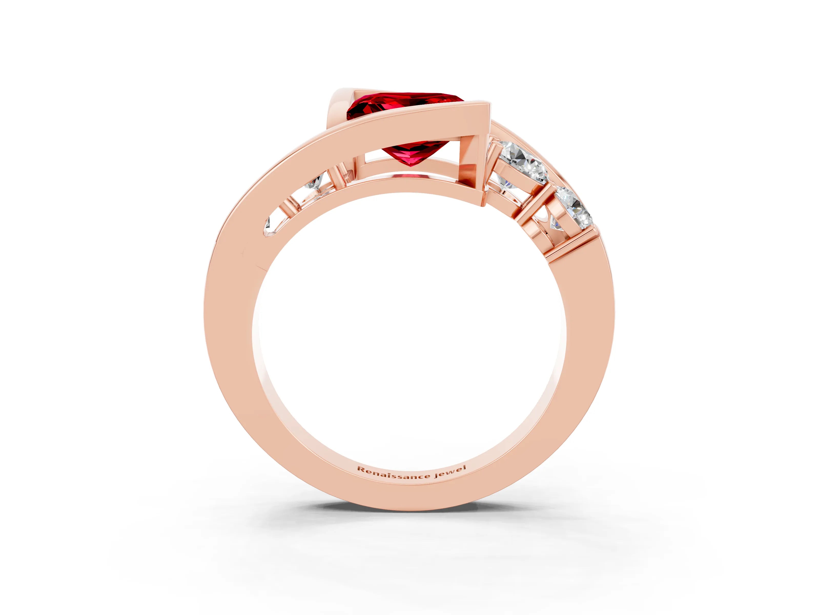 Rose gold Bezel Set Princess Cut Diamond Split Shank Ring_3