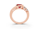 Rose gold Bezel Set Princess Cut Diamond Split Shank Ring_3