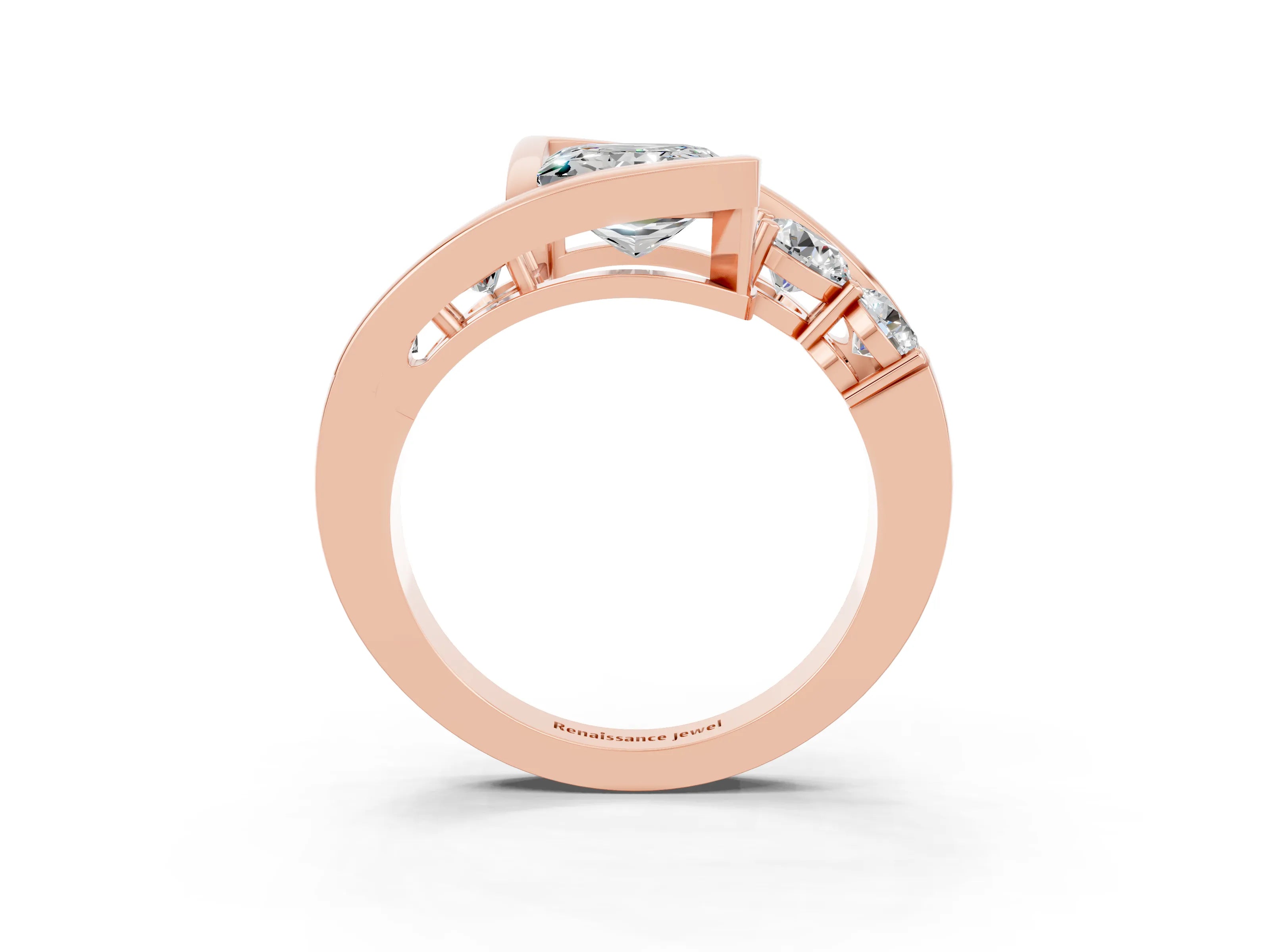 Rose gold Bezel Set Princess Cut Diamond Split Shank Ring_3
