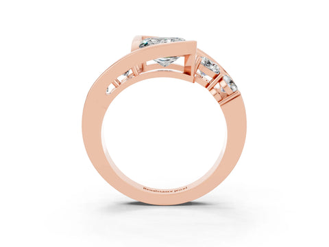 Rose gold Bezel Set Princess Cut Diamond Split Shank Ring_3