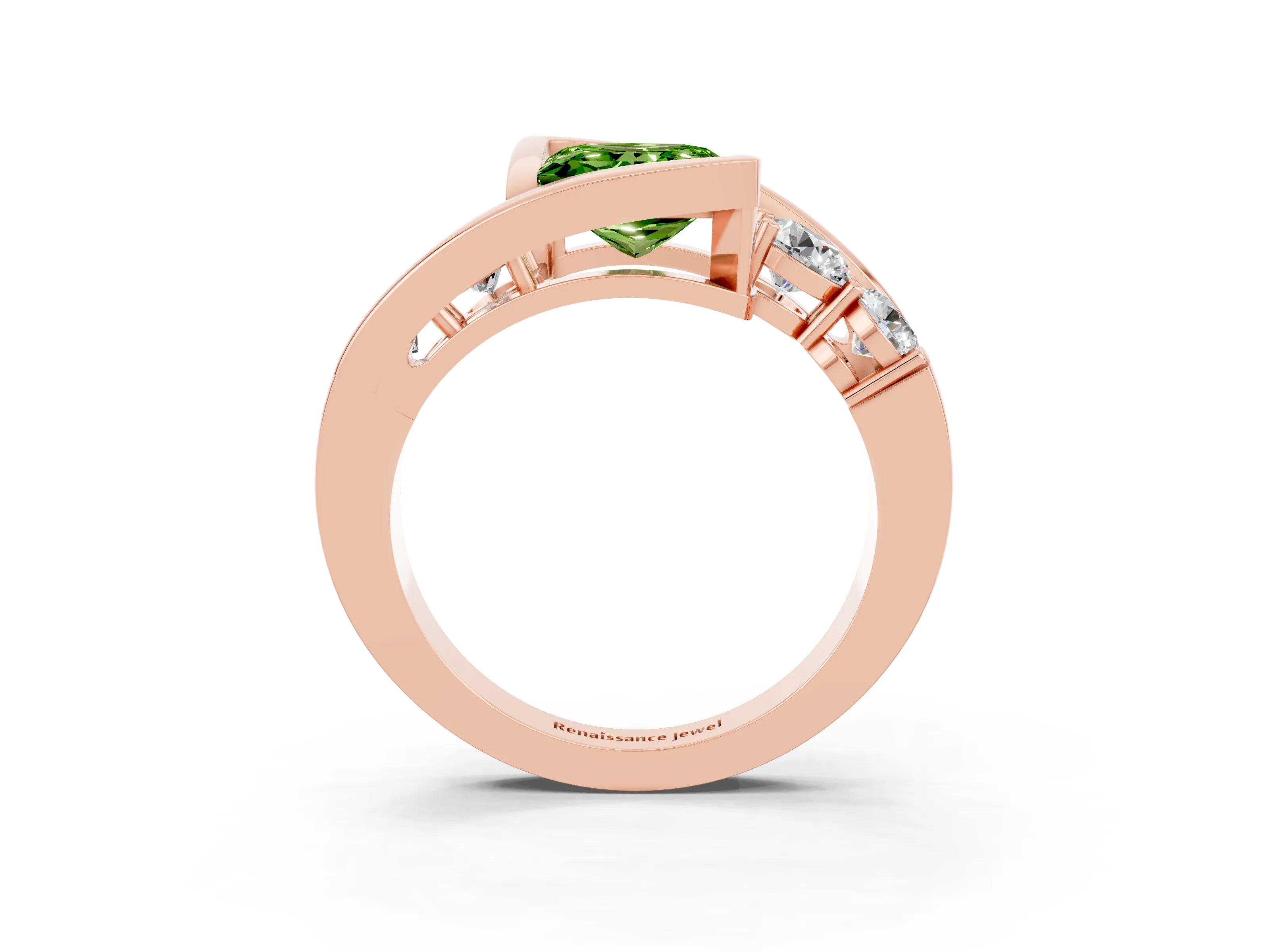 Rose gold Bezel Set Princess Cut Diamond Split Shank Ring_3
