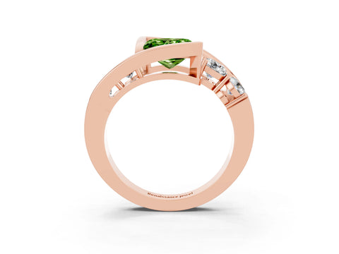 Rose gold Bezel Set Princess Cut Diamond Split Shank Ring_3