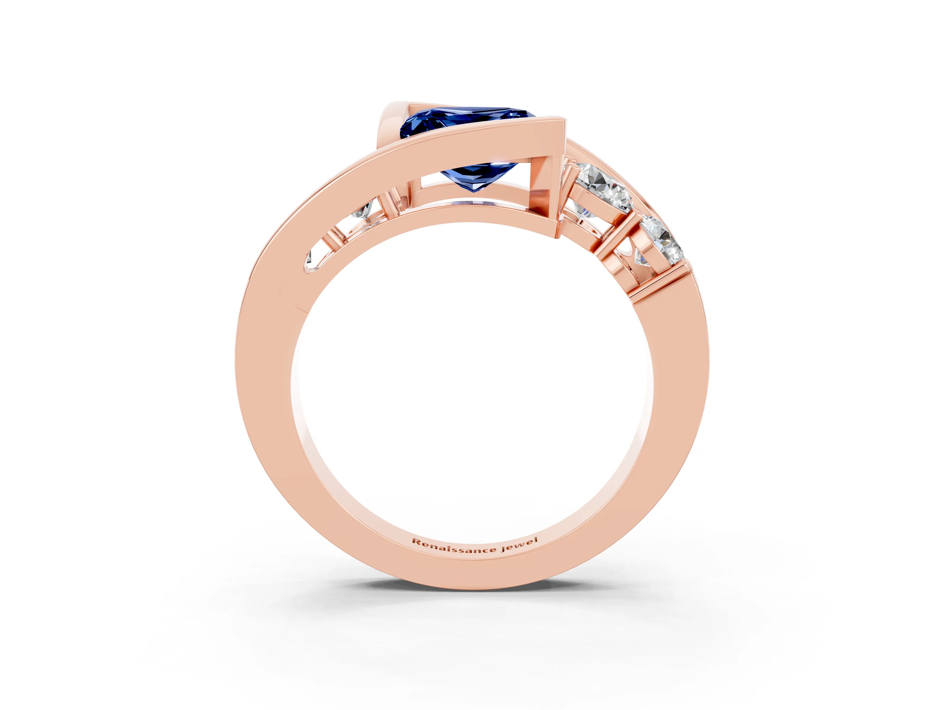 Rose gold Bezel Set Princess Cut Diamond Split Shank Ring_3