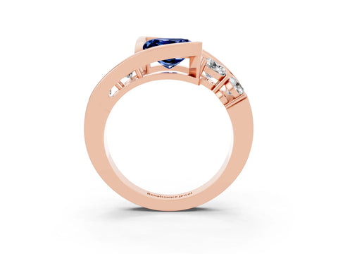 Rose gold Bezel Set Princess Cut Diamond Split Shank Ring_3