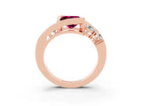 Rose gold Bezel Set Princess Cut Diamond Split Shank Ring_3