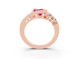 Rose gold Bezel Set Princess Cut Diamond Split Shank Ring_3