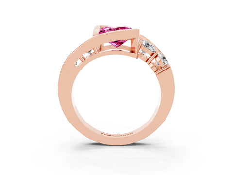 Rose gold Bezel Set Princess Cut Diamond Split Shank Ring_3