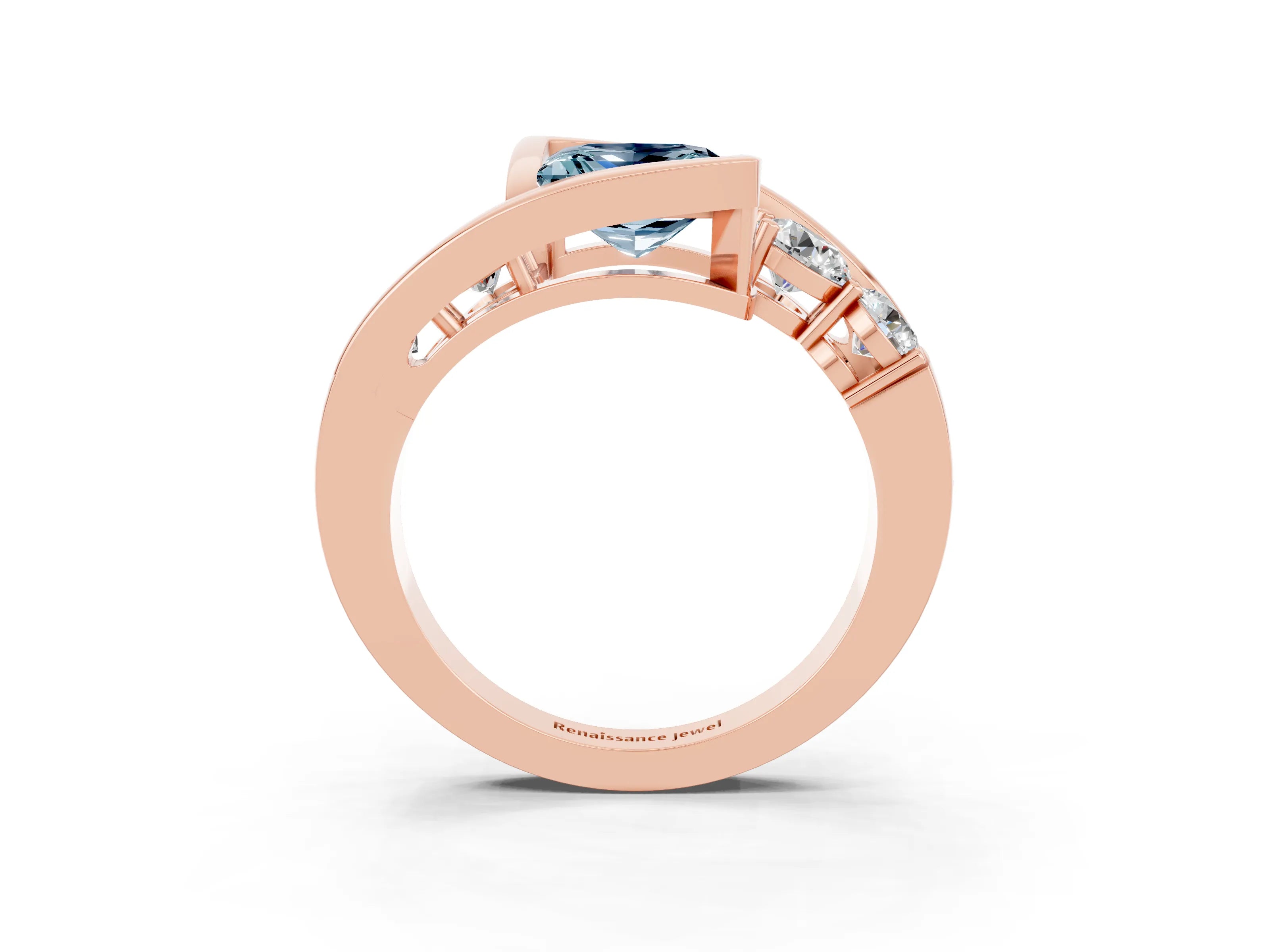 Rose gold Bezel Set Princess Cut Diamond Split Shank Ring_3