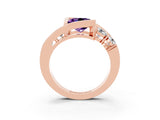 Rose gold Bezel Set Princess Cut Diamond Split Shank Ring_3