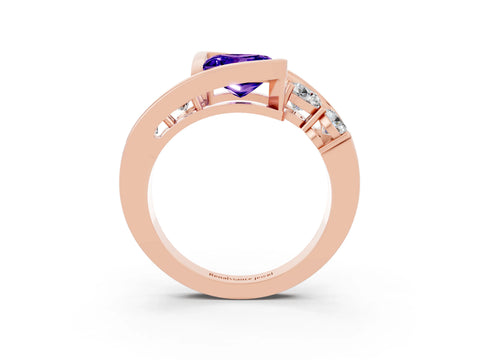 Rose gold Bezel Set Princess Cut Diamond Split Shank Ring_3