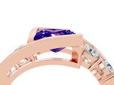 Rose gold Bezel Set Princess Cut Diamond Split Shank Ring_4