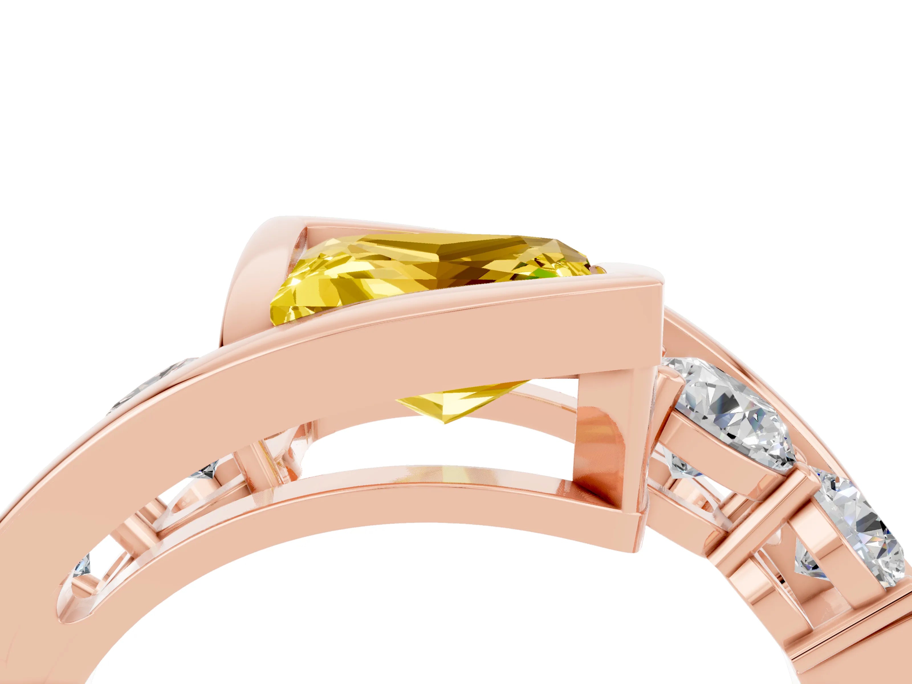 Rose gold Bezel Set Princess Cut Diamond Split Shank Ring_4