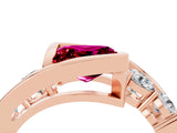 Rose gold Bezel Set Princess Cut Diamond Split Shank Ring_4