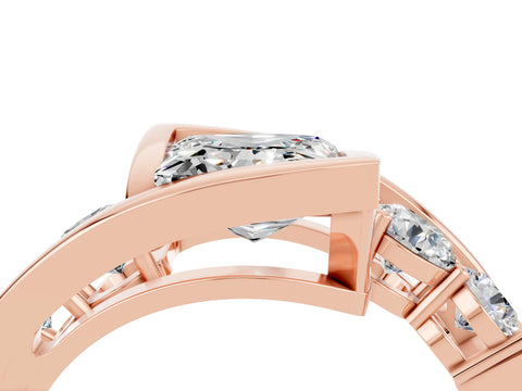 Rose gold Bezel Set Princess Cut Diamond Split Shank Ring_4