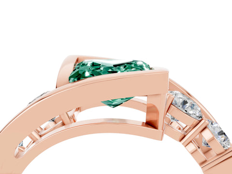 Rose gold Bezel Set Princess Cut Diamond Split Shank Ring_4