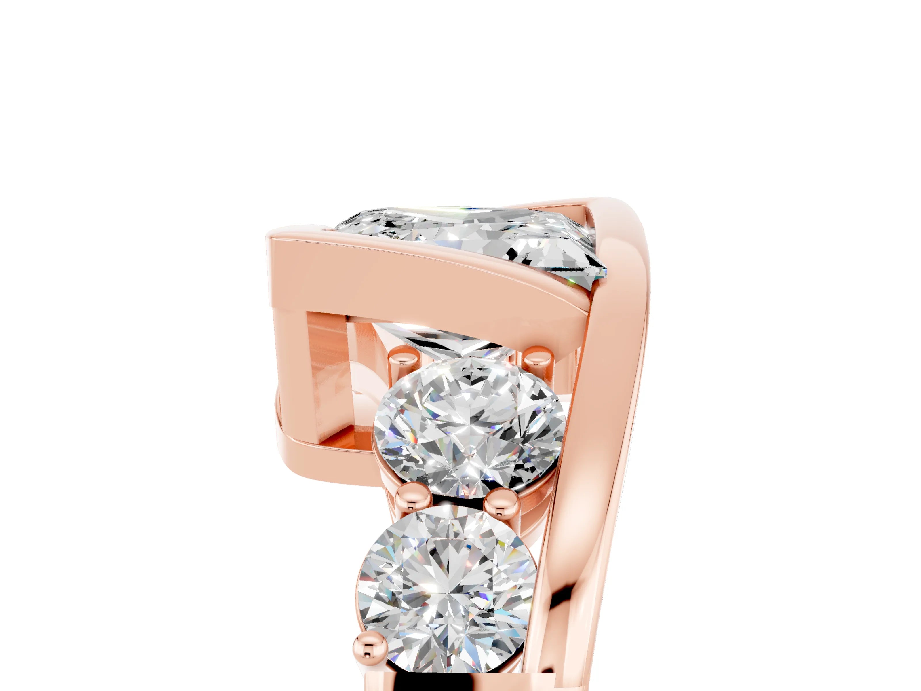 Rose gold Bezel Set Princess Cut Diamond Split Shank Ring_5