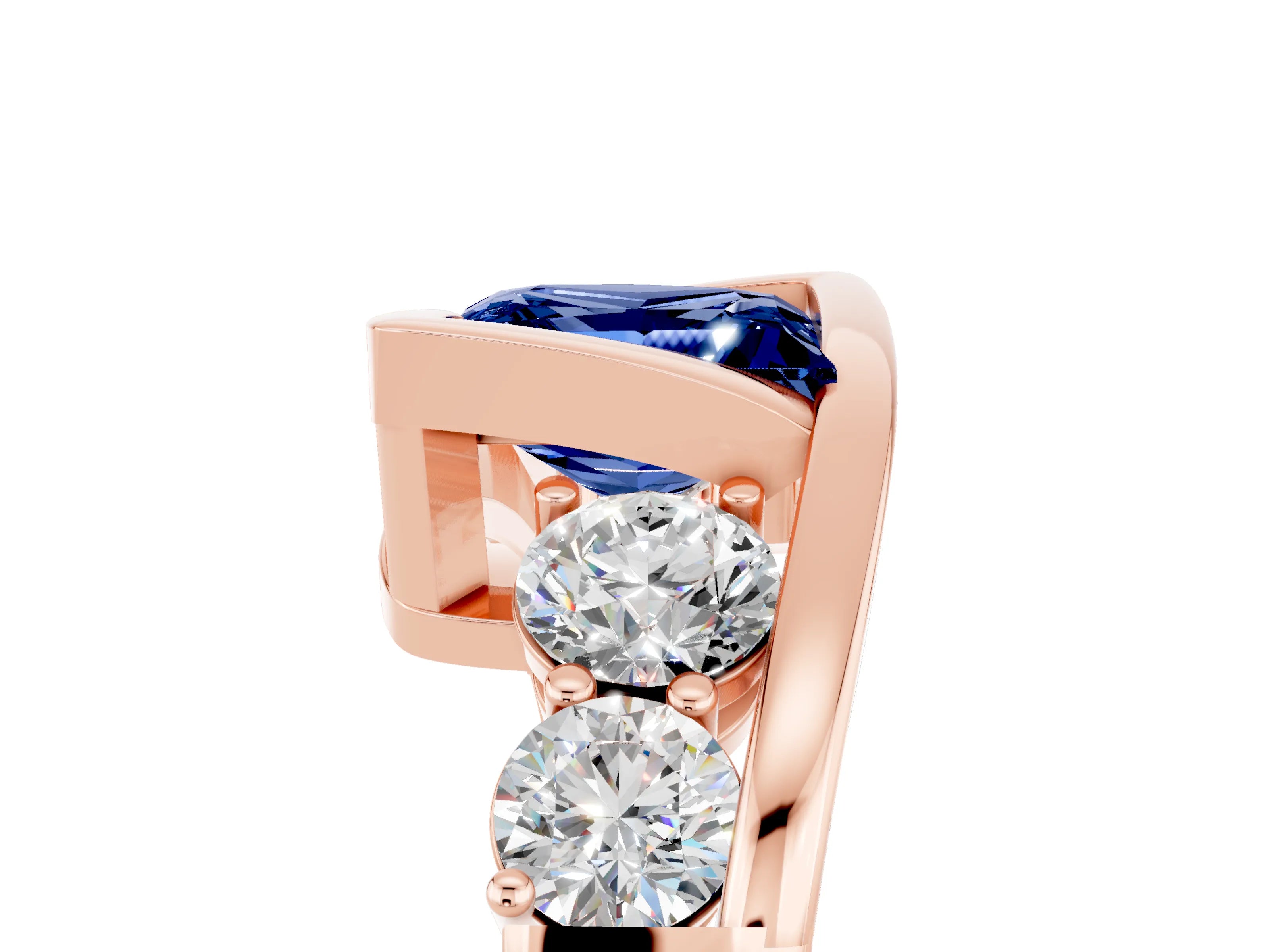 Rose gold Bezel Set Princess Cut Diamond Split Shank Ring_5