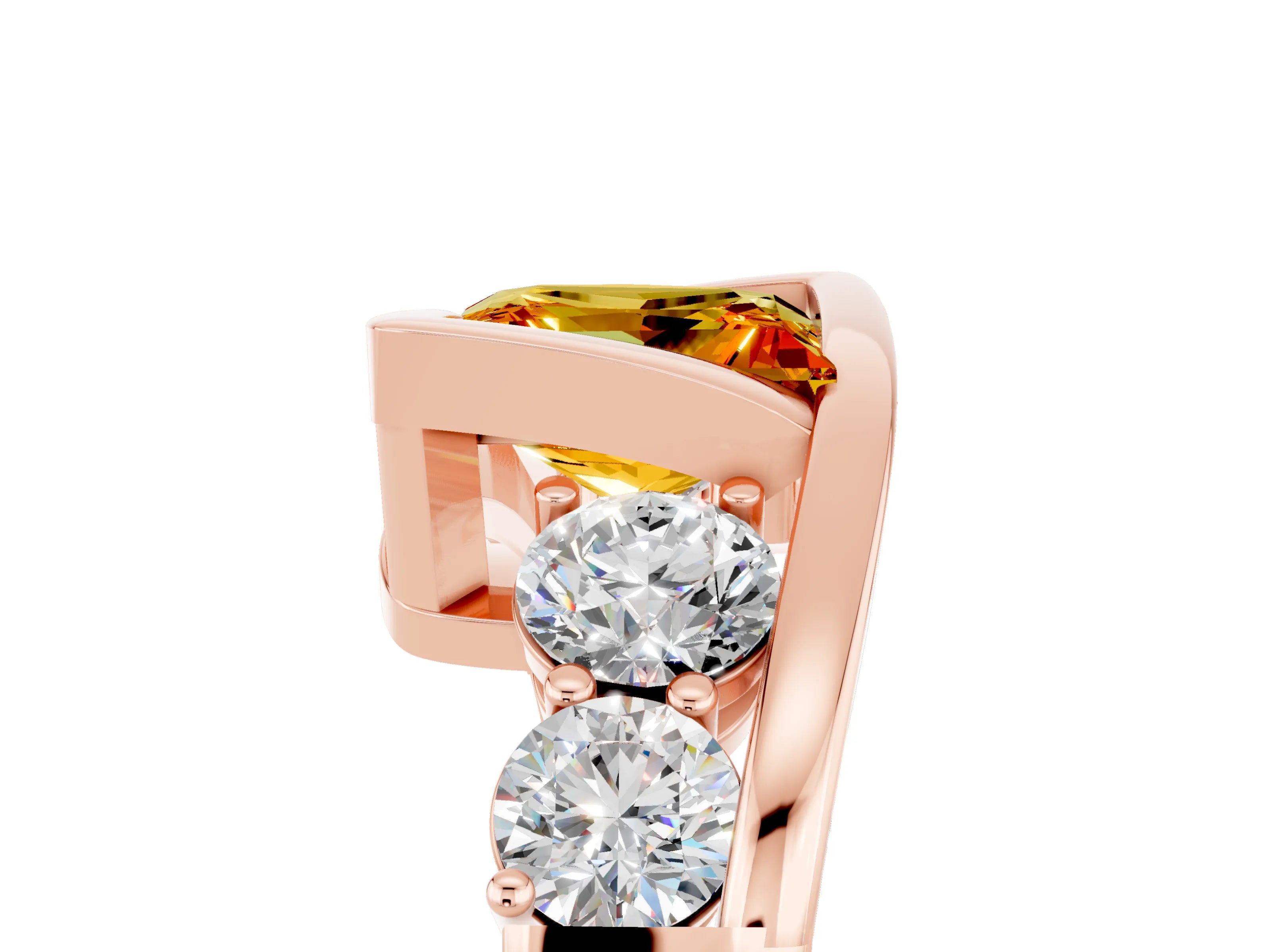 Rose gold Bezel Set Princess Cut Diamond Split Shank Ring_5