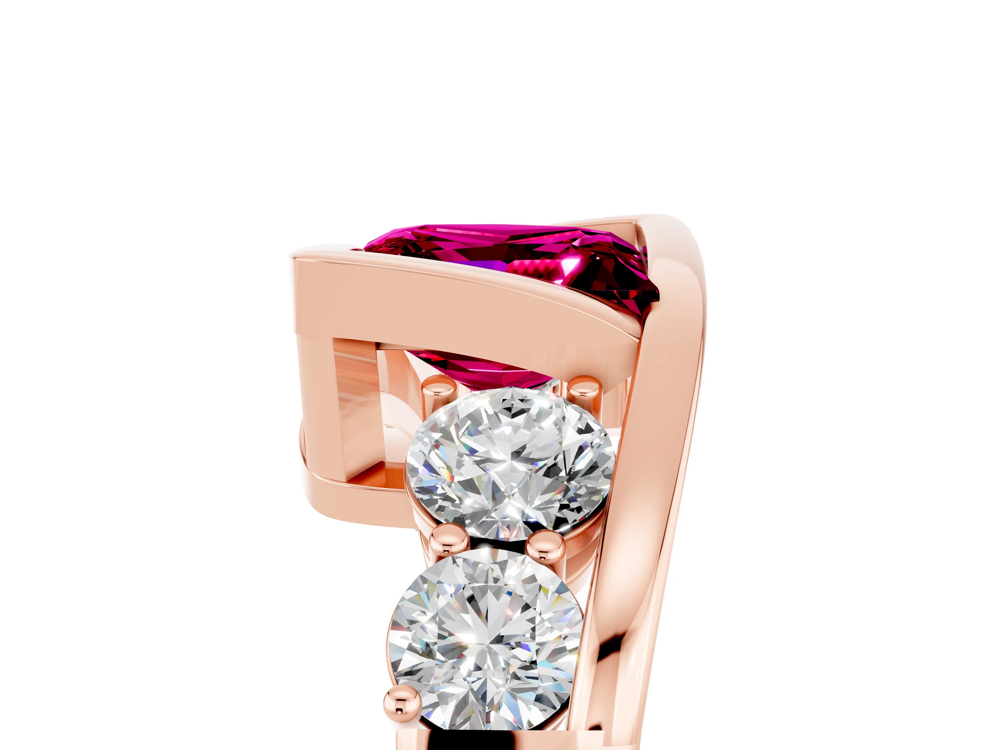 Rose gold Bezel Set Princess Cut Diamond Split Shank Ring_5