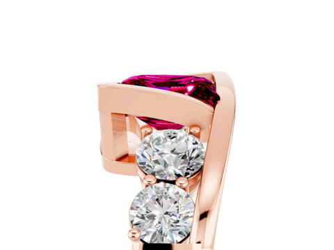 Rose gold Bezel Set Princess Cut Diamond Split Shank Ring_5