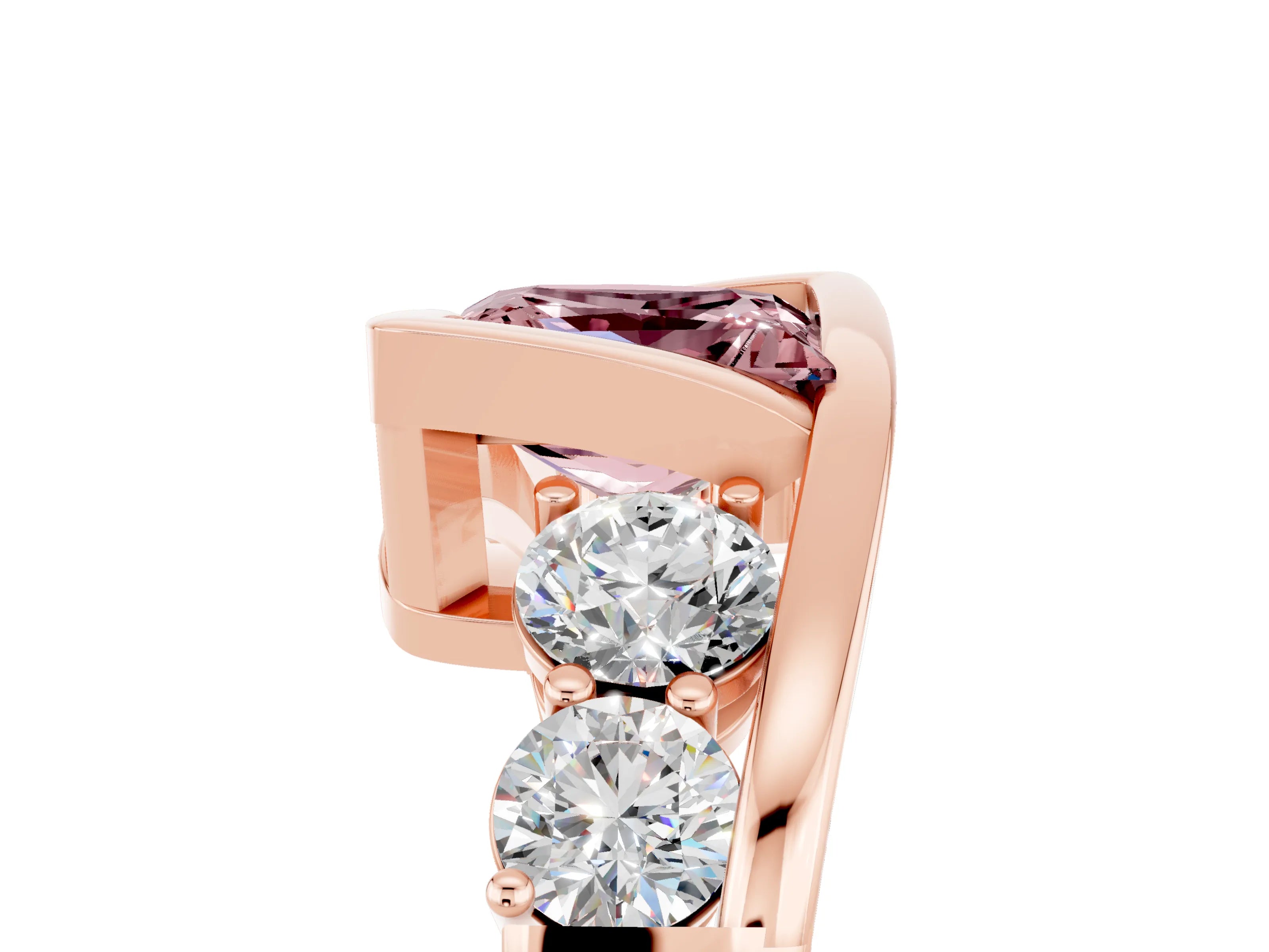 Rose gold Bezel Set Princess Cut Diamond Split Shank Ring_5
