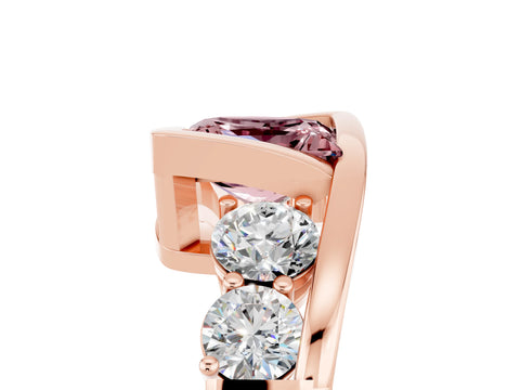 Rose gold Bezel Set Princess Cut Diamond Split Shank Ring_5