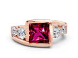Rose gold Bezel Set Princess Cut Diamond Split Shank Ring