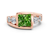 Rose gold Bezel Set Princess Cut Diamond Split Shank Ring