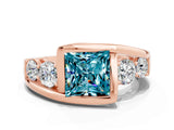Rose gold Bezel Set Princess Cut Diamond Split Shank Ring