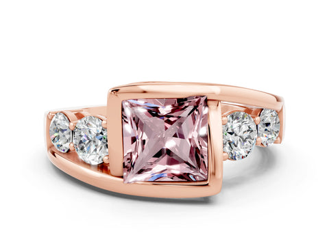 Rose gold Bezel Set Princess Cut Diamond Split Shank Ring