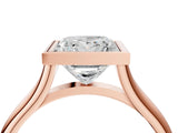 Rose gold Bezel Set Princess Cut Solitaire Ring with Tapered Band 5