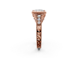 Rose gold Bezel Set Princess Diamond Milgrain Pave Engagement Ring_40