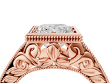 Rose gold Bezel Set Princess Diamond Milgrain Pave Engagement Ring_42