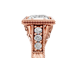 Rose gold Bezel Set Princess Diamond Milgrain Pave Engagement Ring_43