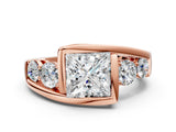 Rose gold Bezel Set Princess Diamond Split Shank Ring_3