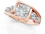 Rose gold Bezel Set Princess Diamond Split Shank Ring_4