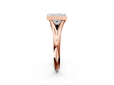 Rose gold Bezel Set Princess Solitaire Diamond Ring with Smooth Band 3