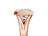 Rose gold Bezel Set Princess Solitaire Diamond Ring with Smooth Band