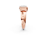 Rose gold Bezel Set Princess Solitaire Ring with Wide Band 2