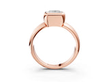 Rose gold Bezel Set Princess Solitaire Ring with Wide Band 3