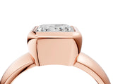 Rose gold Bezel Set Princess Solitaire Ring with Wide Band 4