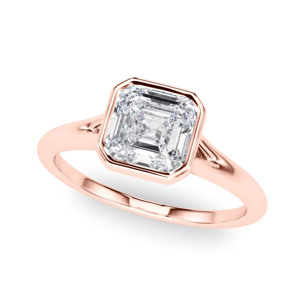 Rose gold Bezel Set Radiant Cut Solitaire Ring 1