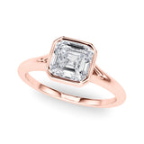 Rose gold Bezel Set Radiant Cut Solitaire Ring 1