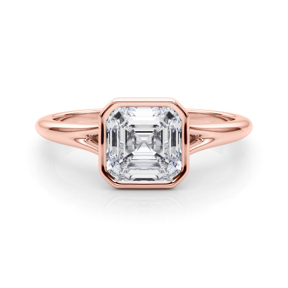 Rose gold Bezel Set Radiant Cut Solitaire Ring 2
