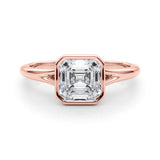 Rose gold Bezel Set Radiant Cut Solitaire Ring 2