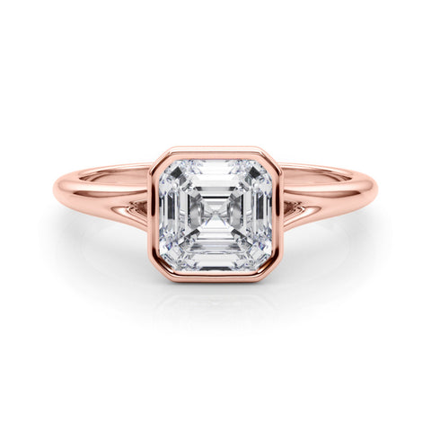 Rose gold Bezel Set Radiant Cut Solitaire Ring 2
