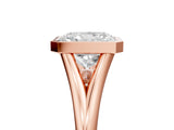 Rose gold Bezel Set Radiant Cut Solitaire Ring with Tapered Band 1